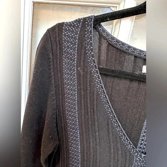 Max Studio Y2K Black With Blue Stripe Ribbed Knit Sweater Midi Dress Size M - Picture 4 of 8